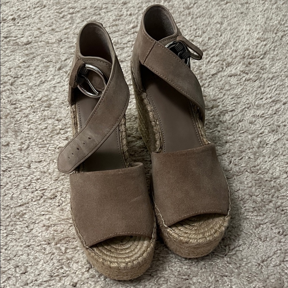 Marc Fisher Tan Espadrille Wedge Sandals